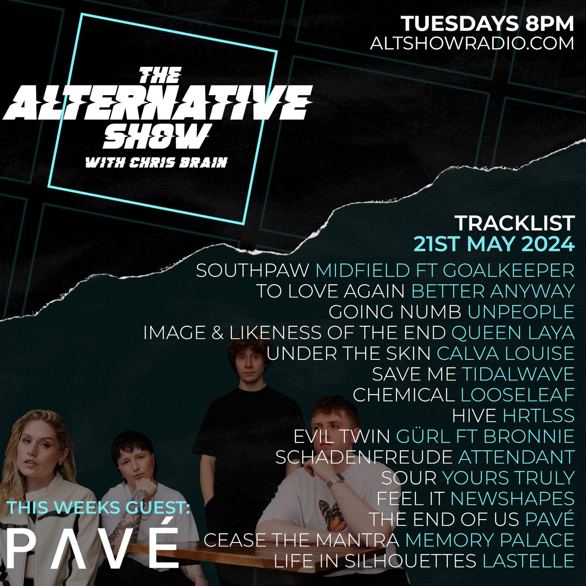 💥STREAMING NOW 👉 bit.ly/3wKJDAO 💥
What a HUGE show we had this week! I was joined by <a href="/PavebandUK/">PAVÉ</a> to chat about their new single, this weeks 🔥HOTTEST TRACK🔥 was <a href="/thegurlband/">gürl</a> ft. 
<a href="/BronnieMusic/">BRONNIE</a> with 'Evil Twin' plus ALL THIS!

#radio #alternative #emo #emerging