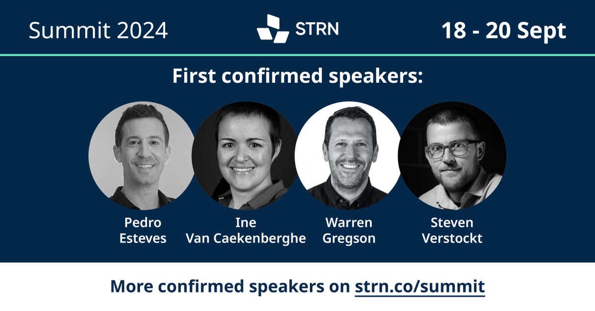 👇 These are the first confirmed speakers for Summit 24! 👇 Program is starting to take shape, so stay tuned for more details & get ready for some inspiring conversations. 💬 FYI: Ticket sale has started on strn.co/summit! 🎟️ @PedroTEsteves @IneVanCaekenber @spswgreg