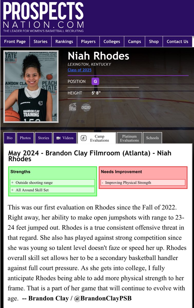 ProspectsNation Direct Player Evals | Powered by @bclayscouting New Eval 🚨 ‘25 G Niah Rhodes (KY) is improving in all facets of her game. Whose Eval Is Next @LazarieBaller @charmccurry @AubreyHard18871 @AveriDye GET YOUR 🎞️ 🎥 EVAL FROM ME TODAY ⬇️: prospectsnation.com/prospectsnatio…