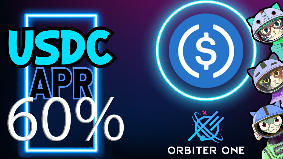 📈 Get the most out of your #crypto with Orbiter One! Our competitive #USDC #APY rates help your assets grow faster. 💹💰

#InvestSmart #cryptoinvesting #Earn #DeFi #PassiveIncome #EarnMore #Blockchain #Cryptocurrency #DeFi #Lending #DAO #InvestSmart #CryptoGains #Staking