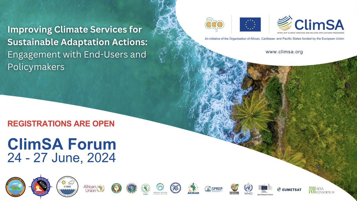 📡🌏 Calling all Climate experts, Policy makers and Climate Services users! 

Registrations are open for the #ClimSAForum2024 
24-27 June, 2024 🗓️

👉 climsa.org/events/climsa2…
Fill the form to receive the Forum programme, materials and links!