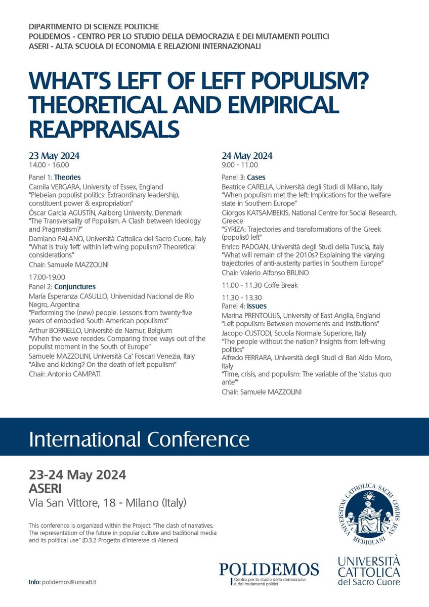 Tomorrow I will participate in this interesting conference in Milan on Left populism organized by Samuele Mazzolini. I will present on the long history of plebeian extraordinary leadership and expropriation/redistribution of wealth.