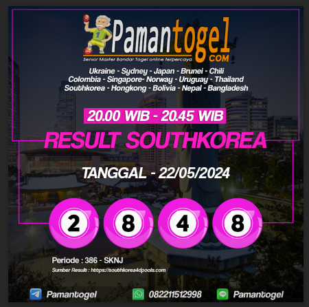 Result Pasaran SOUTHKOREA 22/05/2024
Prize 1 :  2848 
Shio :   Ular (12)
Selamat para pemenang
Play, Bet And Win With Us
#slotgacorhariini #daftarslot #akunslot #situsslot #bandartogel #situstogel #totomacau #pamantogel #paitopaman