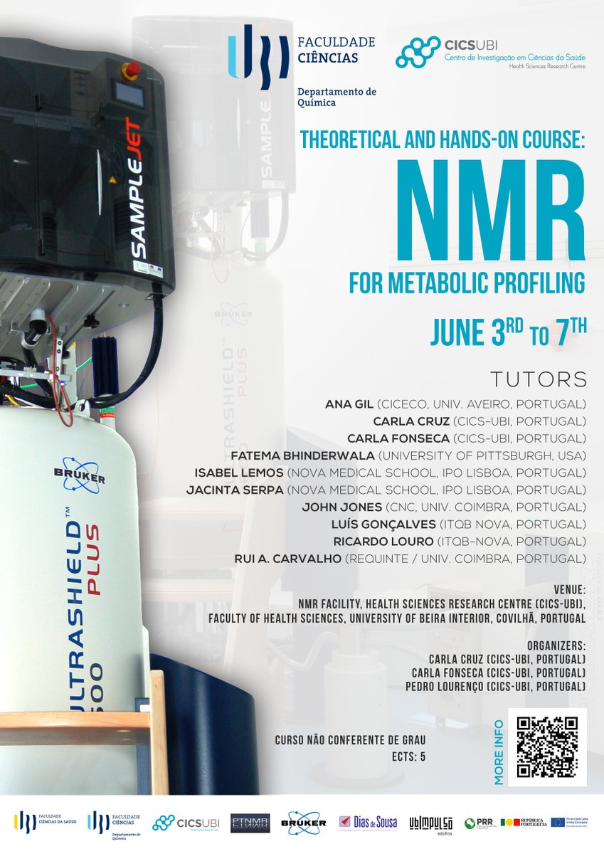 THEORETICAL AND HANDS-ON COURSE: NMR FOR METABOLIC PROFILING | 3-7 Junho - Prazo de candidaturas prolongado até 26 de maio ubi.pt/Curso/1309 (Curso teórico) ubi.pt/Curso/1310 (Curso completo) Mais informações: ubi.pt/Sites/fcsaude/…