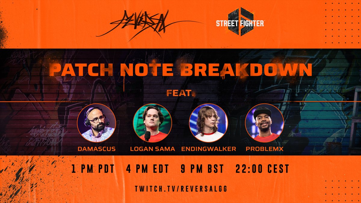 The Akuma Update has been available since this morning. What can we learn from it? Who are the biggest winners? The losing side? We'll be talking about it this evening with an impressive line-up of speakers! SF6 Patch Note Breakdown 📺 ttv/reversalgg ⏰ 9 pm BST / 22:00 CEST