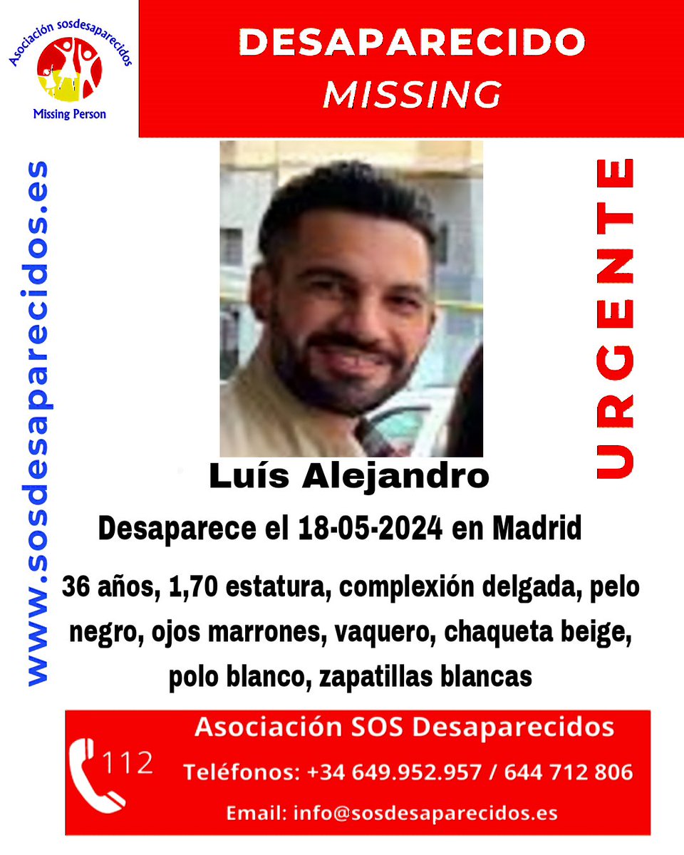 🆘 DESAPARECIDO #sosdesaparecidos #Desaparecido #Missing #España #Madrid Síguenos @sosdesaparecido