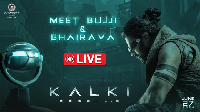 And it begins!!! Revealing #Bujji to the world. Watch the event LIVE here ▶️ bit.ly/BujjixBhairava… #Kalki2898AD #Prabhas @SrBachchan @ikamalhaasan @deepikapadukone @nagashwin7 @DishPatani @Music_Santhosh @Kalki2898AD @BelikeBujji @saregamaglobal @saregamasouth