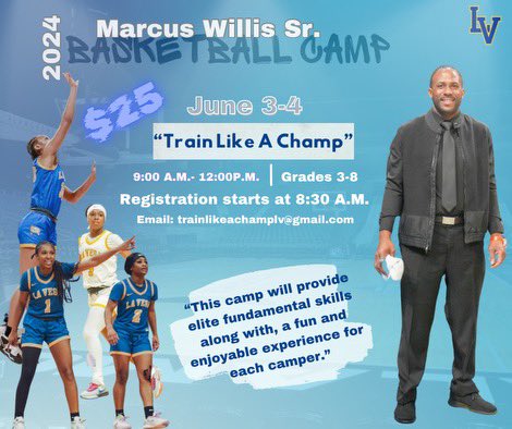 🚨Registration closes Thursday May 23rd at Noon🚨

Come Train Like A Champ With Champs‼️

$25 Registration Fee will be due on the 1st day of Camp. CASH ONLY! 
Check in at 8:30am! 

Follow the link to get registered…. We only have a few spots left…. 

jotform.com/app/2411956888…