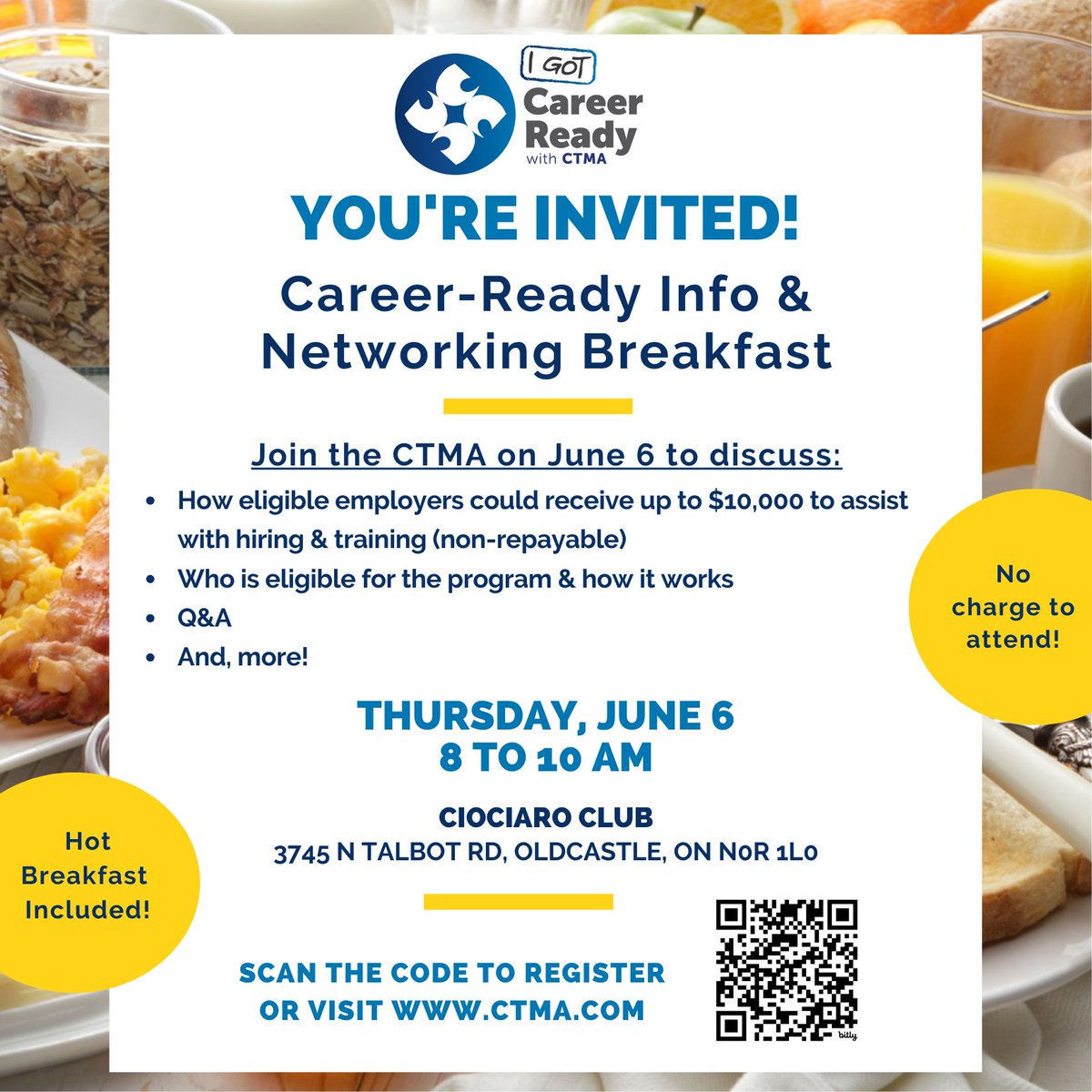 Have you registered for this FREE event yet?👀⬇➡ bit.ly/3UnTtR5

#infosession #wagesubsidy #careerready #networking #breakfast #precisionmetalworking #manufacturing #industrynews