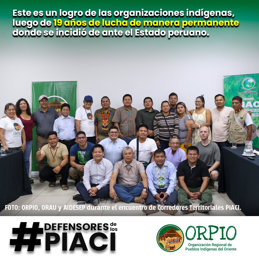 Orpioloreto's tweet photo. #LogroIndígena Luego de 19 años de lucha las organizaciones indígenas logran que el Estado peruano cree la reserva indígena Sierra del Divisor Occidental (Kapanawa) a favor de los Pueblos Indígenas en Aislamiento y en Contacto Inicial #PIACI. https://t.co/Yv9Y4GLqEC