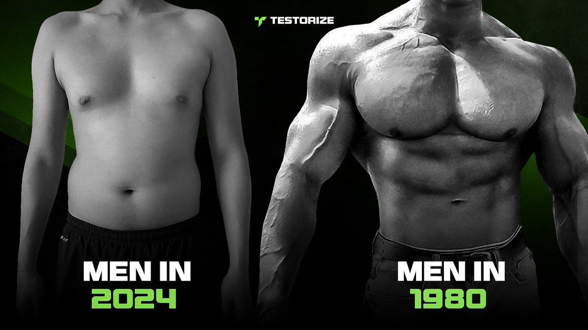 Men in 2024 have 40% LESS testosterone compared to men in 1980.

Here’s how you can make sure you don’t fall in that category 👇

• Get proper sleep:
A good night's sleep is key for your T. Aim for 7-8 hours.

• Go Gym:
Focus on Strength Training. Squats, deadlifts and bench