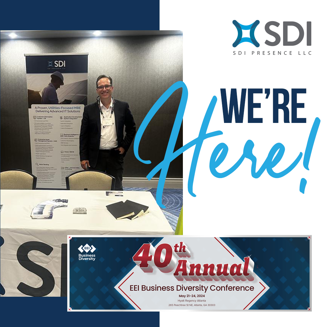 Come say hi to SDI! 👋 Our #Utilities Team is at EEI’s 40th Annual Business Diversity Conference in Atlanta this week! Stop by the SDI booth to learn about our business #diversity initiatives and our #IT solutions.