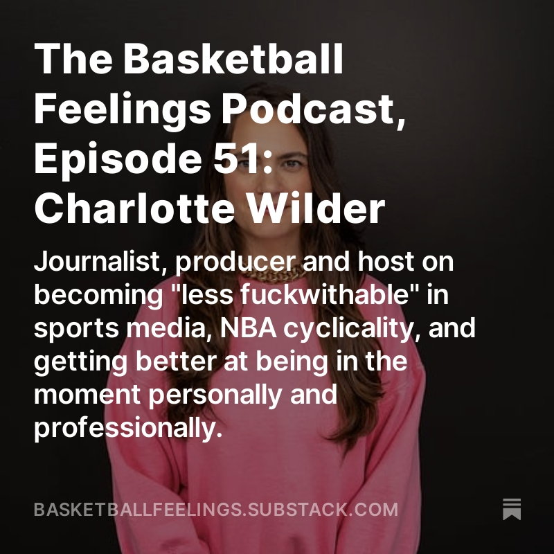 becoming less fuckwithable! the celtics taking themselves too seriously! whether women are allowed to age in sports media! basketball slowing down in the playoffs! patti smith! summer league! the BASKETBALL FEELINGS podcst ep 51 with @TheWilderThings! basketballfeelings.substack.com/p/the-basketba…
