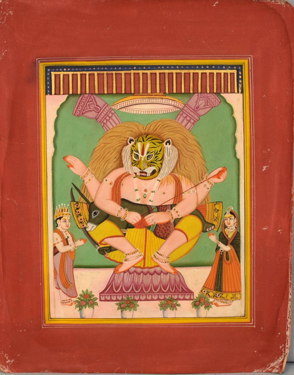 Narasiṁha slaying Hiraṇyakaśipu
Pahari Miniature, 19th/20th century