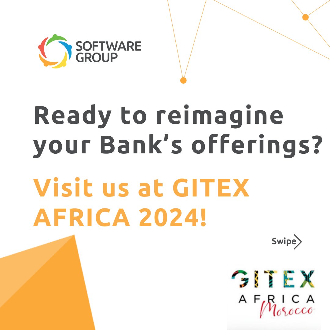 SoftwareGroupBG's tweet photo. 🌟 Transforming Banking for the Future! Join Us at GITEX AFRICA 2024, Morocco! 🌟

📍 Meet our team at Stand 19C-35, Hall 19 to discover how we can help you drive digital transformation.
https://t.co/X1ugkjj2I0

#GITEX2024 #GITEXAfrica2024 #SoftwareGroup #DigitalTransformation https://t.co/y4ype3c0Ue
