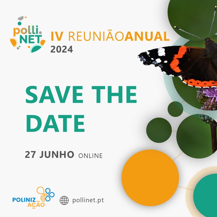 A próxima Reunião Anual da Rede Polli.NET acontece no dia 27 de Junho em formato online!💻 A reunião é aberta ao público, pelo que todos os interessados e interessadas podem participar! 📅Reservem já o dia! Mais novidades em breve! #polinizadores #polinização