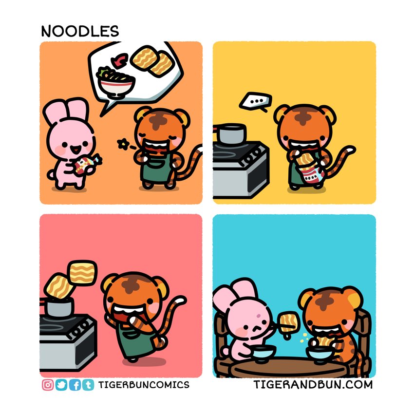 Tiger might need to give it a stir first 😆🐯🍜🐰