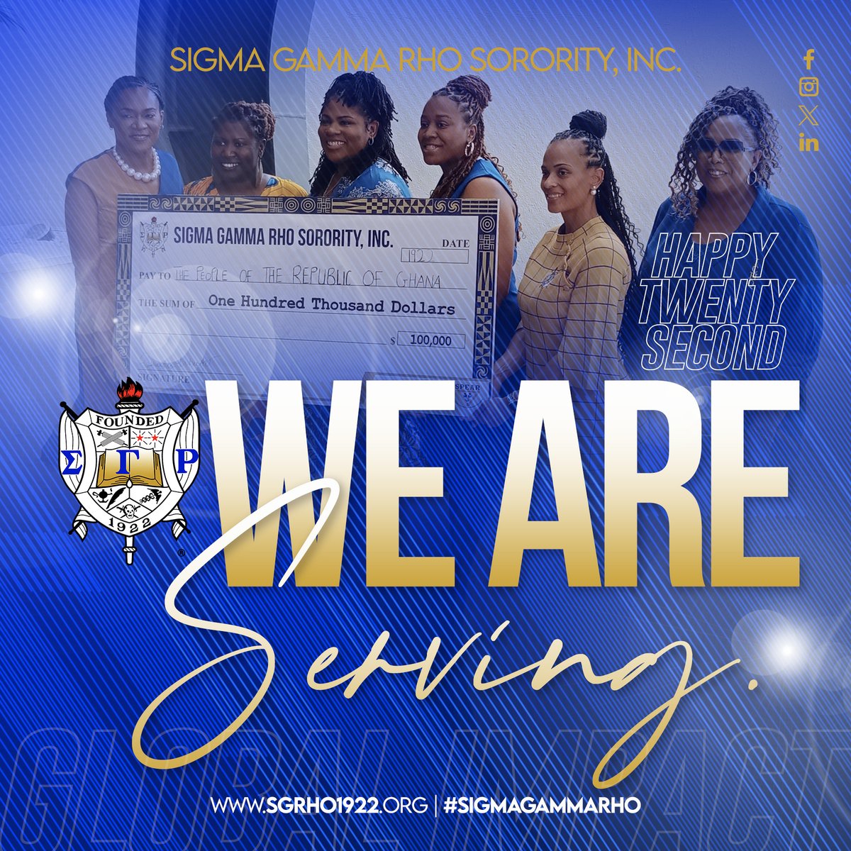 Happy 22nd Sorors! We are #GREATER as a result of our acts of service!#SigmaGammaRho #GreaterWomenGreaterWorld
