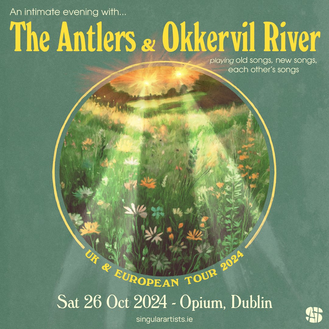 .@theantlers & @okkervilriver will play an Intimate double headline show at Opium Live, Dublin, on Sat 26th October. Playing old songs, new songs & each other’s songs On sale this Fri, 24th May at 10am opium.ie/events/the-ant… @singularartists @whelanslive