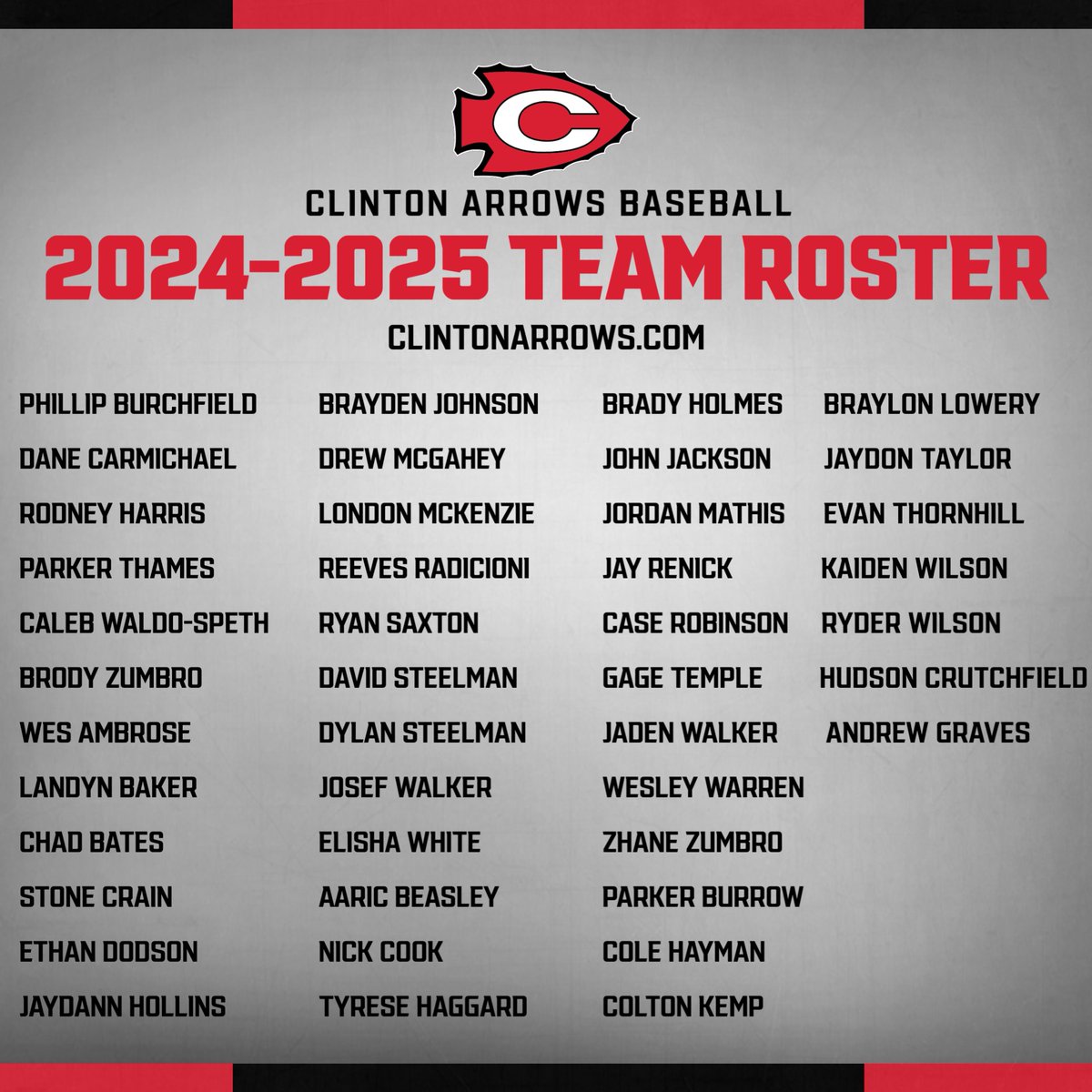 Clinton Arrows Baseball has announced their roster for the 2024-2025 season @ArrowBaseball @ClintonSchools