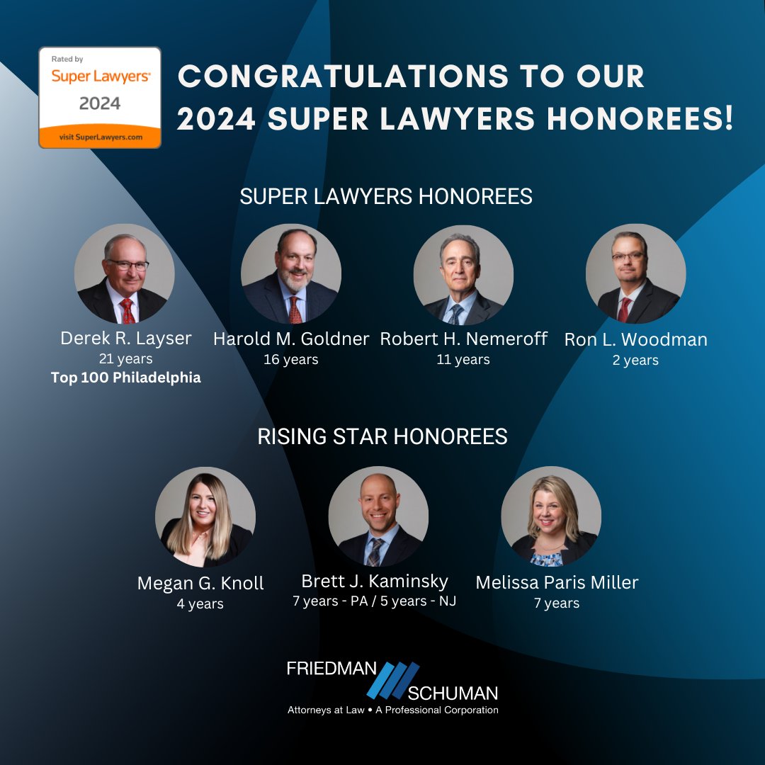 #friedmanschuman is pleased to share our 2024 @SuperLawyers and #risingstar Honorees! Congratulations to all! Connect with our 2024 Super Lawyers: bit.ly/4bL40g6