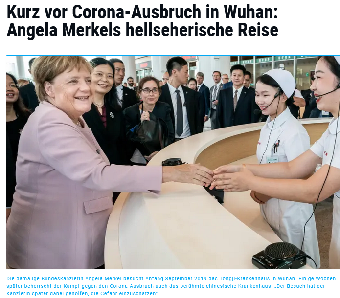 Unmittelbar vor der „Pandemie” stieg Gates bei BionTech ein, und Merkel besuchte Wuhan, wo SARS-CoV-2 im Labor entstand. Am 16.03.2020 schloss BionTech einen Vertrag mit Fosun Pharma (CCP). Die Kooperation von Deutschland, China und USA in der Biowaffenforschung könnte ein