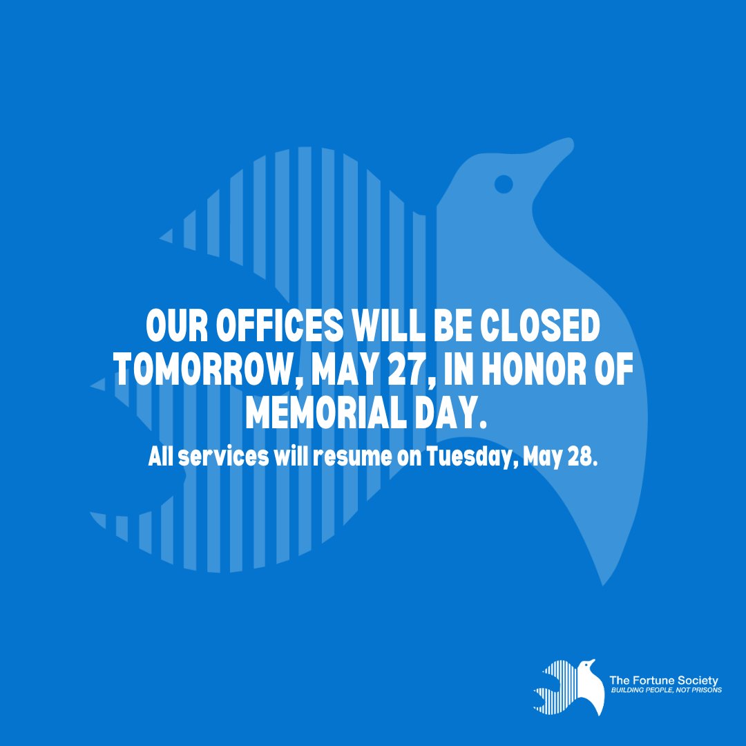 We'll be closed tomorrow in honor of Memorial Day. See you on Tuesday!