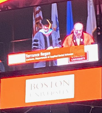 BUcityplanning's tweet photo. Thrilled to see our City Planning and Urban Affairs lecturer Terry Regan receiving the 2024 Roger Deveau Outstanding Part-time Faculty Award at this past Saturday's MET graduation. Congratulations Terry! #urbanplanning #bumet2024 https://t.co/7yPLrzXQpH