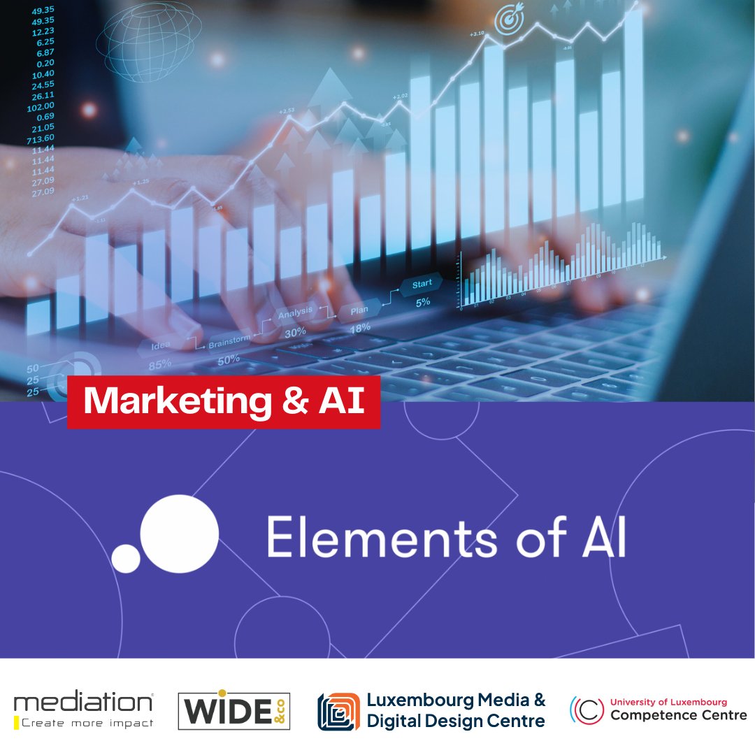 2nd support group of the 'Element of AI' MOOC ! We welcome Marlène Gigant from MEDIATION and Jimmy Fischer from the LMDDC for a workshop on AI tools essential to the marketing and communication professions (in French) Maison du Savoir May 30th, 18:00 wide.lu/event/support-…