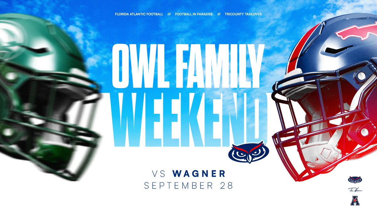 GAME THEME ANNOUNCEMENT: Owl Family Weekend Game 🦉👪 Saturday, September 28 vs. Wagner Owl Family Weekend info: fau.edu/newstudent/fam… Season tix: am.ticketmaster.com/fau/ism/RkIyMD…