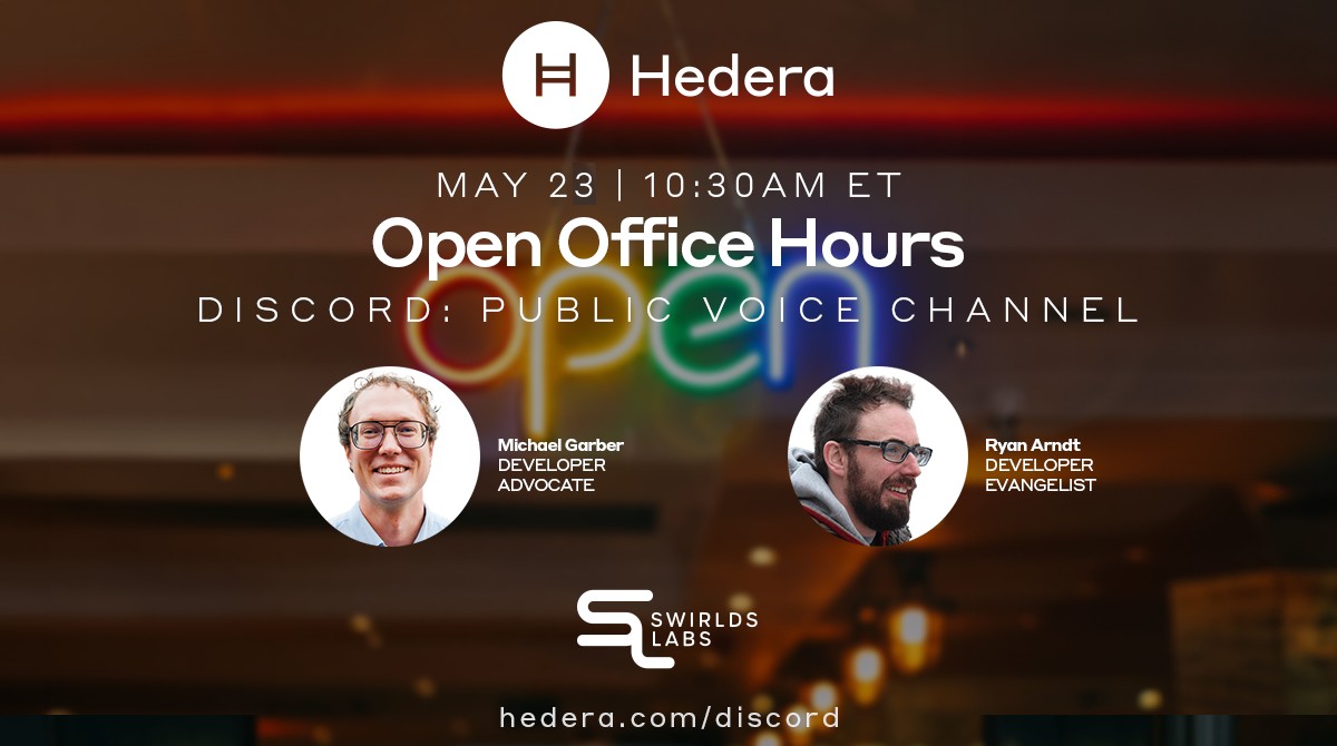 Join us for Developer Office hours - This Thursday, May 23rd at 10:30am EDT We will be hosting open office hours for developers via the Public voice channel on Discord. So if you have any tech issues, feedback related to SDKs or a different service, or just want to drop in and