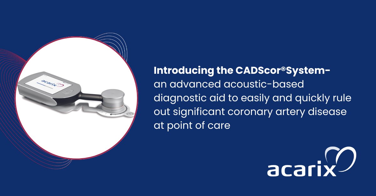 Learn how the CADScor System technology works to rule out significant coronary artery disease at the point of care.
lnkd.in/g6zHJ__v
#Acarix #CADScorSystem #CAD #coronaryarterydisease #pointofcare #cardiology #ED #primarycare