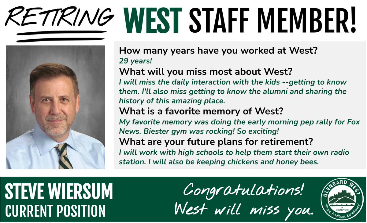 Congratulations and best wishes on retirement to Mr. Wiersum!