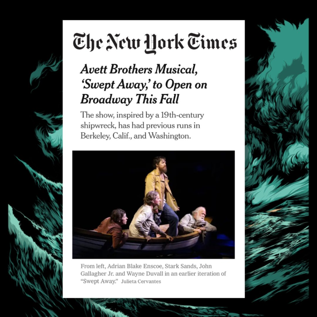 SWEPT AWAY, our sold-out sensation, is heading to Broadway this fall! Join us in celebrating as it becomes the 23rd production from Arena to hit New York. ⚓️ Congratulations to all the #AvettSailors on the next leg of this journey. @HeyMadisonWells @SweptAwayFans @theavettbros