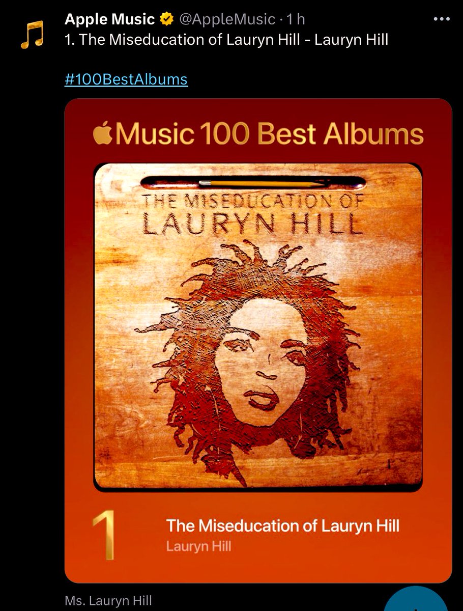 deadbeat_le's tweet photo. Oh mais.  Music met Lauryn Hill et sa mauvaise éducation en tête de son top 100 des albums. 
Évidemment @FredBodarwe devient (encore plus) insupportable en sautant partout et en criant "JE L'AVAIS DIT BORDEL"
Il y a 4 ans déjà... 

https://t.co/AhYS8Un6qK https://t.co/gVPT2ghLbi