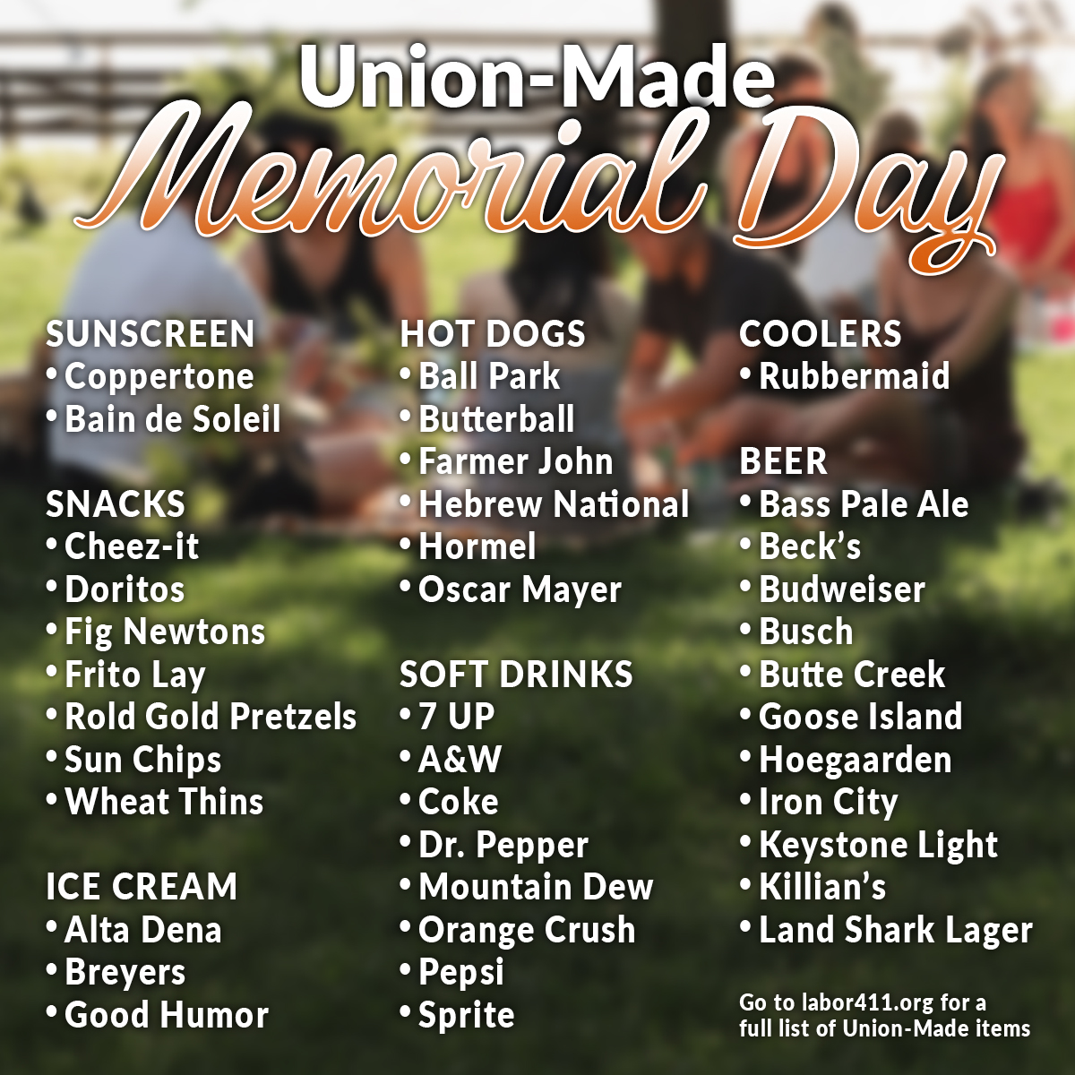 LIUNAmidwest's tweet photo. Memorial Day weekend is almost here! Make sure you're well supplied with these great #UnionMade products &amp; always remember to drink responsibly.

#UnionProud #UnionStrong #MemorialDayWeekend #MDW24 #MemorialDay #Picnic #Party #Beer #Snacks #Outdoor #Park #Labor411 https://t.co/EM4Xvqj013
