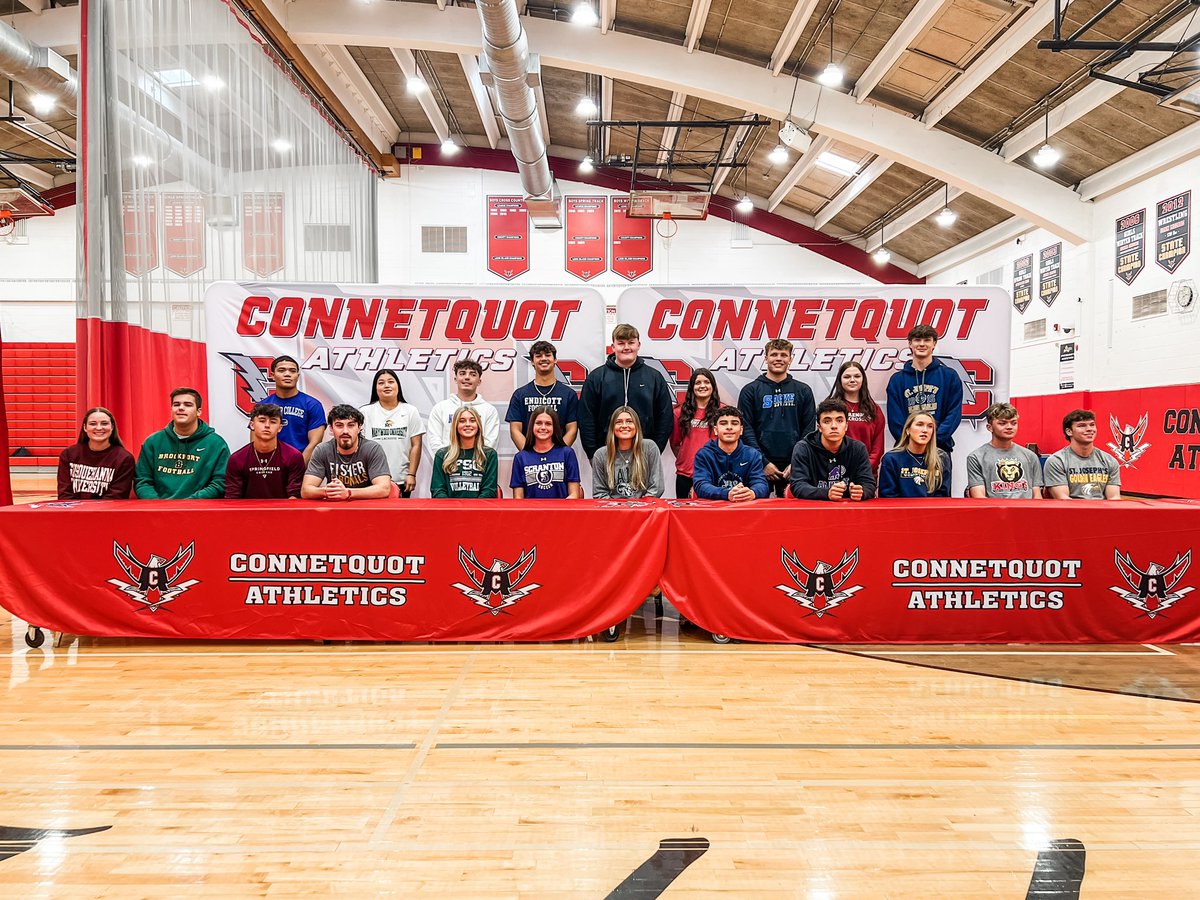 AP_CHS_'s tweet photo. So proud of our students who have earned spots on D1, D2, and D3 college teams! Not many make it to this level, and their hard work and dedication have truly paid off. Loved celebrating their amazing accomplishments! #StudentAthletes @CHSPrincipal_ @MelorePete @ConnetquotCSD https://t.co/omDYHqh9G6