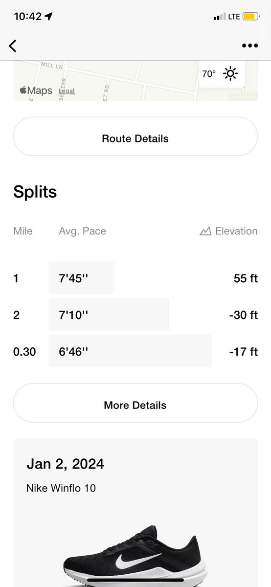 Short 2.3 mile #run in some warmer weather. Sunny, 70F, 10mph wind, 7’22”/mile pace.
