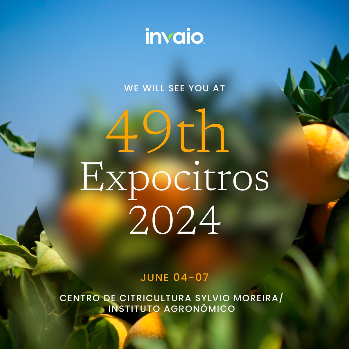 Invaio_Sciences's tweet photo. At #ExpoCitros, we'll showcase how we're bringing hope to Brazilian growers in the fight against #HLB. Join us at booth C31 to learn how our Trecise™ technology is revolutionizing citrus production and fostering renewed optimism for the future. #withfarmers https://t.co/IuJki6EsPn
