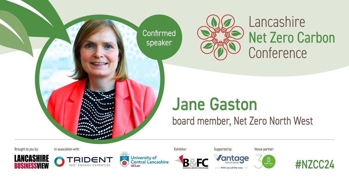 Jane Gaston from Net Zero North West will be joining us at the Net Zero Carbon Conference.

Jane played a significant role in the development of the North West’s Energy Innovation District, a precursor to the Net Zero North West industrial cluster.

🎟️👉lancashirebusinessview.co.uk/lancashire-bus…
