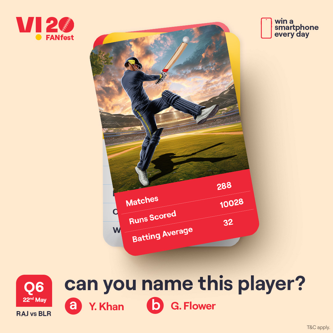 A challenge that separates the cricket experts from the rest. Identify this player and you stand a chance to win a smartphone every day. 1. Follow our page 2. ⁠Comment the right answers with #Vi20FANfest #ChallengeAlert #WinPrizes #Quiz #Challenge #ParticipateAndWin #RAJvsBLR