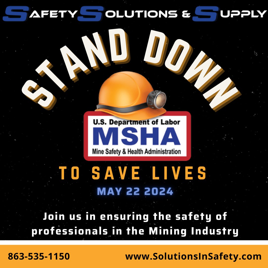 Today marks the first annual MSHA Stand Down to Save Lives. Join us and the mining community in prioritizing safety and health to reduce fatalities. Check out the resources below to conduct a toolbox talk at your workplace! 

zurl.co/FxAV 

#StandDownToSaveLives