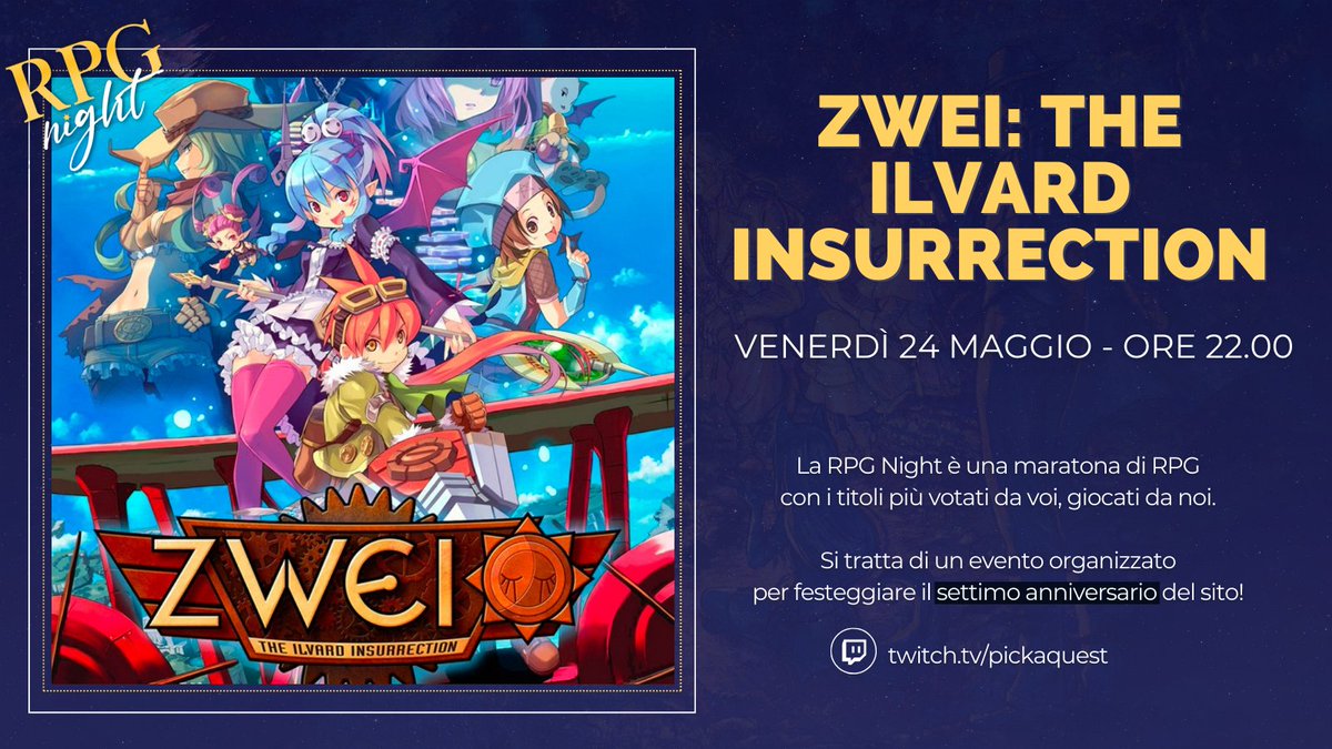 PickaQuest's tweet image. Le buone tradizioni in casa PaQ sono importanti e vanno sempre rispettate 😌

Ecco perché Zwei: The Ilvard Insurrection è il titolo che inaugura la seconda metà della maratona RPG più ganza di tutti i tempi!

Ore 22:00 sui vostri schermi 📺

#RPGNight 🌙