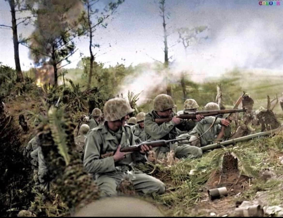 In May of 1945, Marines encounter heavy Japanese resistance as they fight for control of a ridge near Naha, Okinawa. 🪖