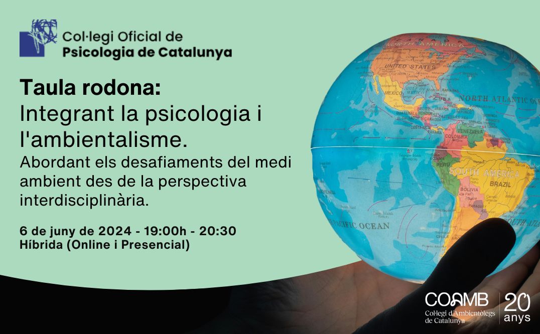🌱🧠El 6 de juny, la nostra presidenta <a href="/mons_badia/">Mons Badia</a>  participarà en aquesta taula rodona que organitza el <a href="/copc_cat/">Ψ Col·legi Oficial de Psicologia de Catalunya</a> sobre #psicologia i #mediambient. 
Una conversa amb <a href="/mayteserrat/">Mayte Serrat PhD</a> ,<a href="/GuilleMattioli/">Guillermo Mattioli</a>, Marta Balagué i Gabriel Renéé. 
👉🏻Inscriu-te a: urlis.net/7bwi2r66
#somcoamb