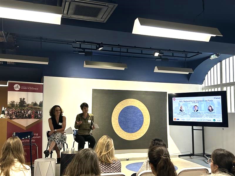 WILEurope's tweet photo. Thank you to our speakers @egregoire & @BianchiSandra1,and moderator Claire Haas,for a discussion on sustainability &leadership at yesterday's #WILNetworking event in Paris.Gratitude also to our guests and event partner Tarkett for a successful evening at their Le Marais Showroom https://t.co/BNuufmktPt