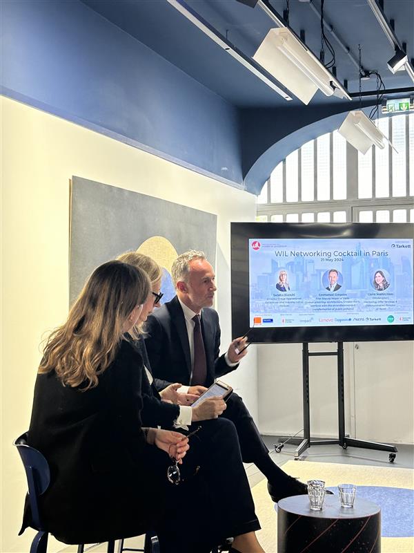 WILEurope's tweet photo. Thank you to our speakers @egregoire & @BianchiSandra1,and moderator Claire Haas,for a discussion on sustainability &leadership at yesterday's #WILNetworking event in Paris.Gratitude also to our guests and event partner Tarkett for a successful evening at their Le Marais Showroom https://t.co/BNuufmktPt