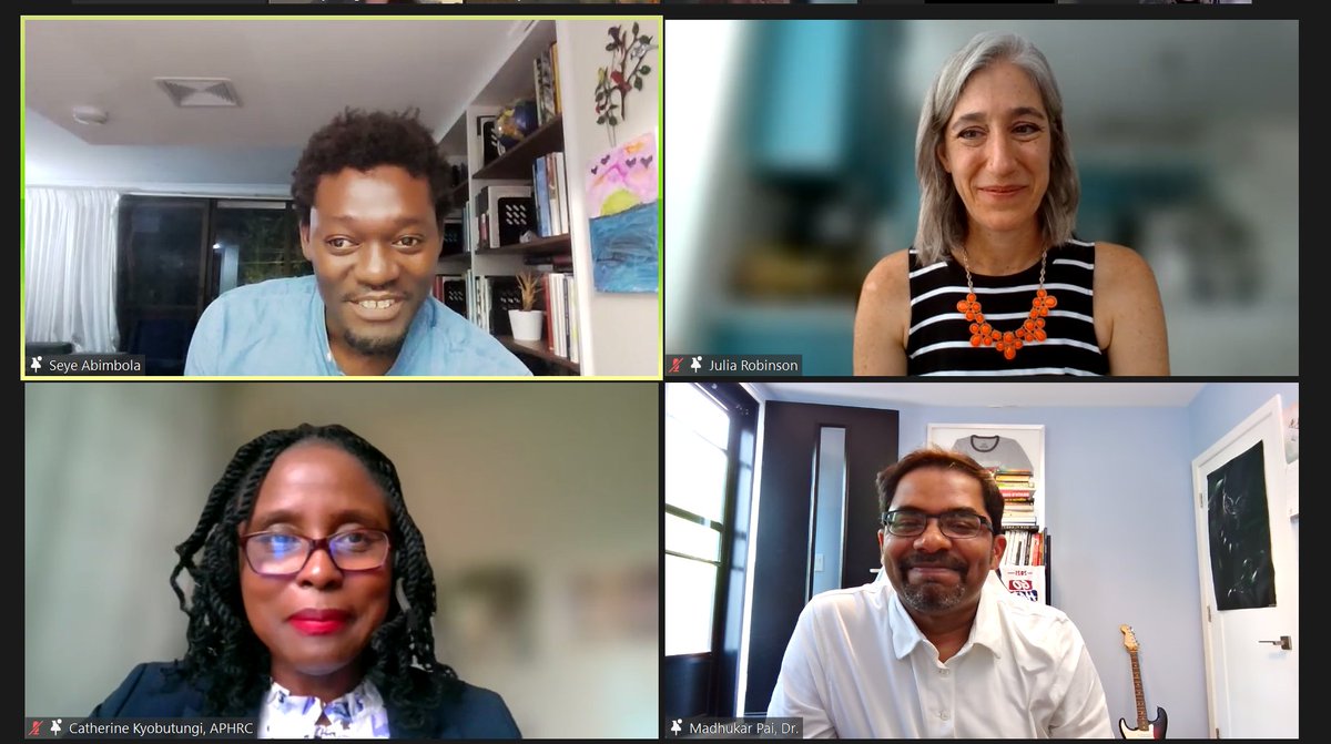 We had a blast discussing how we can reimagine global health journals! Intentionally diversify, decenter the traditional centers, and re-center on the peripheries Thanks @seyeabimbola @CKyobutungi & @JuliaE_Robinson