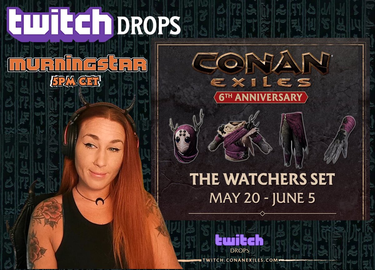 🔴Live with more @ConanExiles !! Mega Argossean Purge build! And Don’t miss this huge Conan Twitch drop as well!💜 @Funcom #TwitchDrops twitch.tv/murningstar