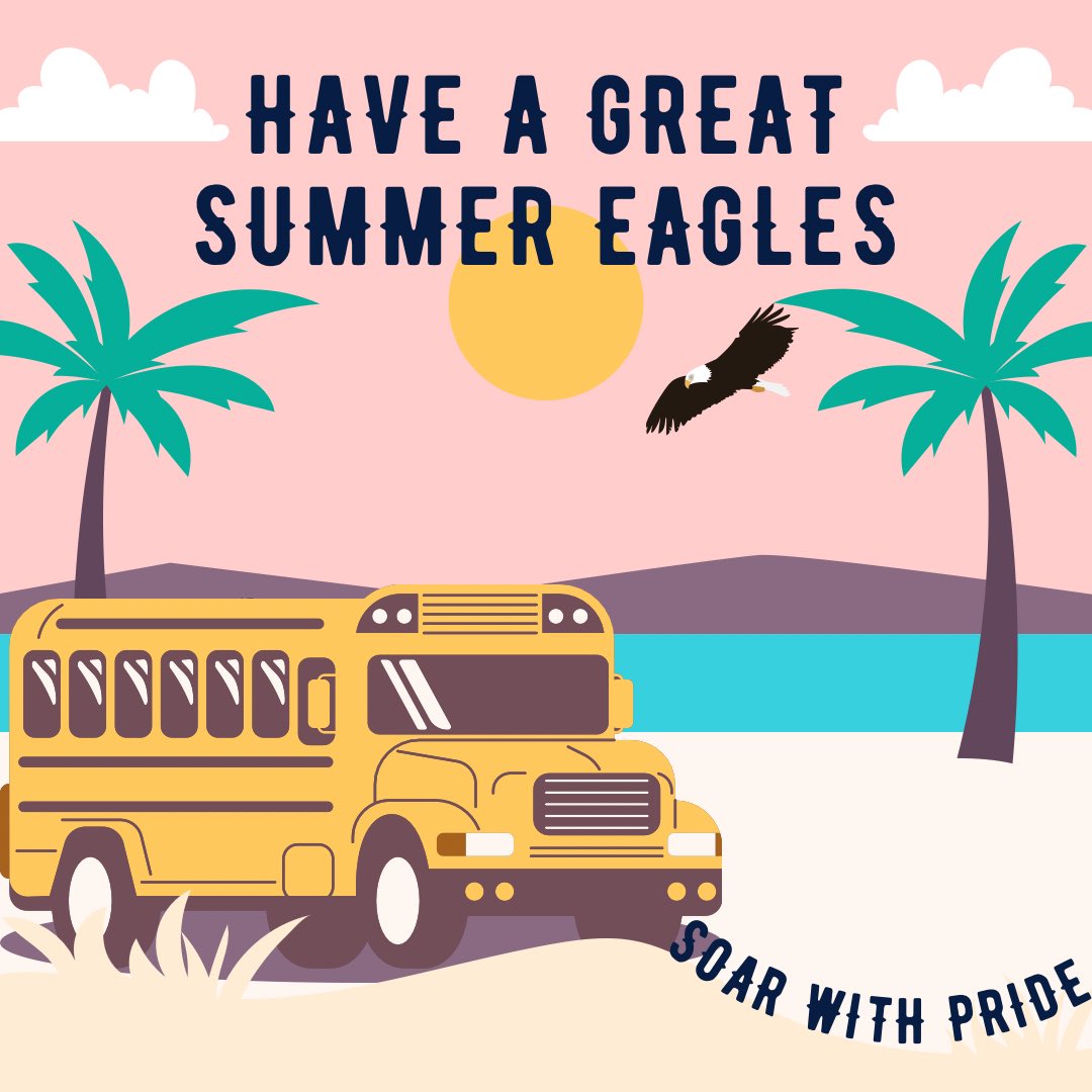 ☀️ We’ve finally reached the finish line eagles! Summer is HERE!! Your work this year has been OUTSTANDING & we are so proud of you. Thank you for being proud eagles both in and outside the school walls. Have a safe & restful summer. See you in August! #soarwithpride 🦅